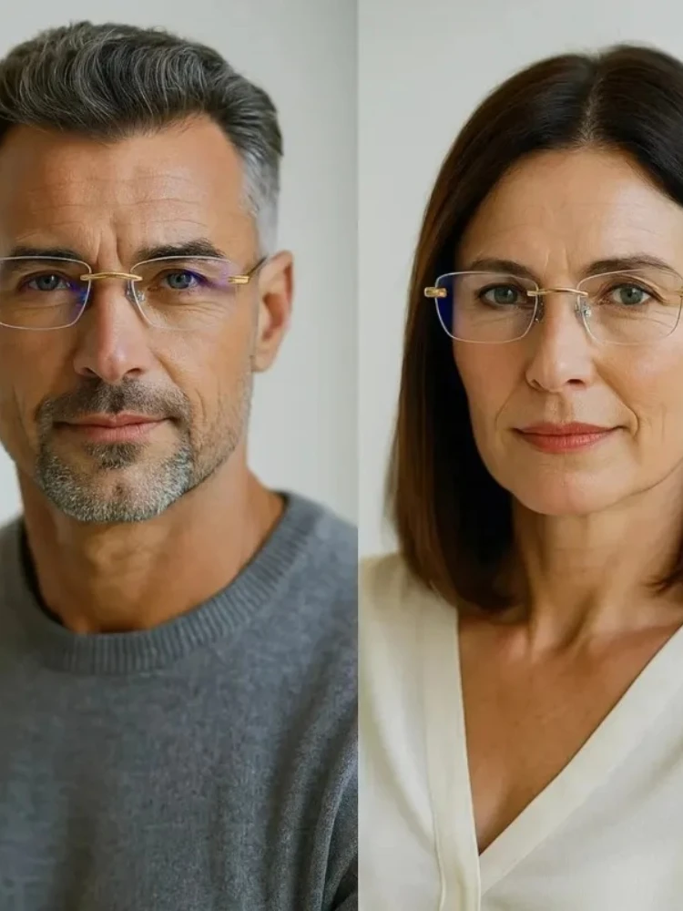 Lunettes de lecture anti-lumière bleue sans monture pour femmes et hommes, lunettes de presbytie, dioptrie +1.0 +1.5 +2.0 +2.5 +3.5 +4.0