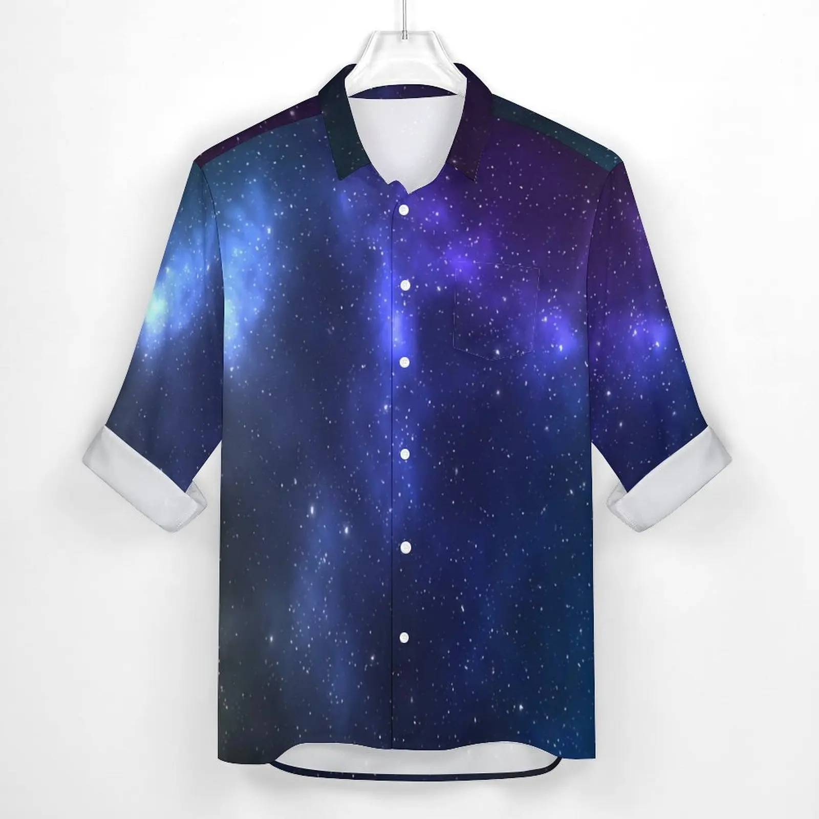 Space Galaxy Casual Shirts Mens Abstract Print Shirt Long Sleeve Novelty Street Style Blouses Autumn Custom Clothes 3XL 4XL