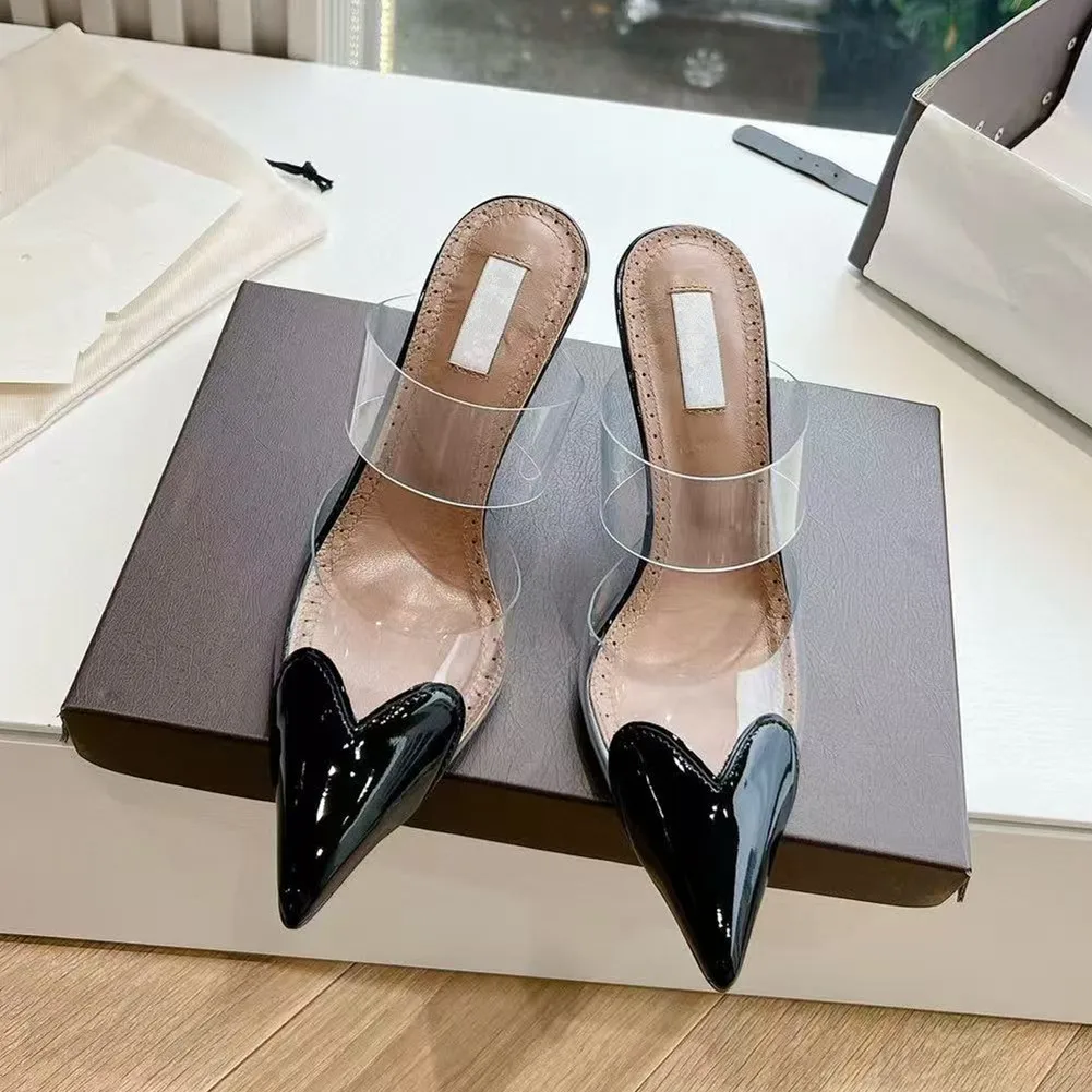 

Baotou Half Slippers Women's Summer Outerwear 2025 New Summer Women's Sandals Black High Heels Pointed Fine Tailored Shoes