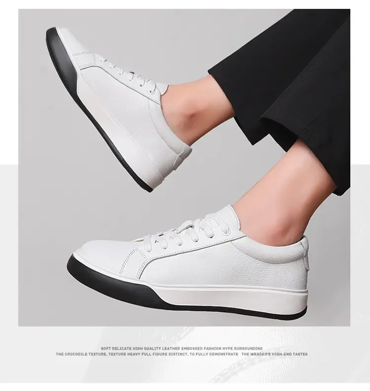 

Leather Shoes Low Top Lace-up Sneakers Fashion Sneakers Trend Casual Shoe Breathable Leisure Sneakers Non-slip Footwear Men