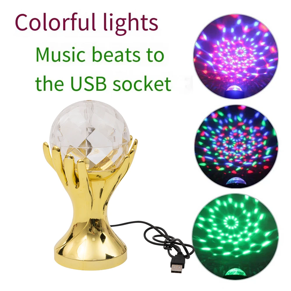 

5V Mini RGB LED Crystal Ball Stage Effect Lighting Bulb Party Disco Club DJ Auto Rotating Festive Atmosphere Light