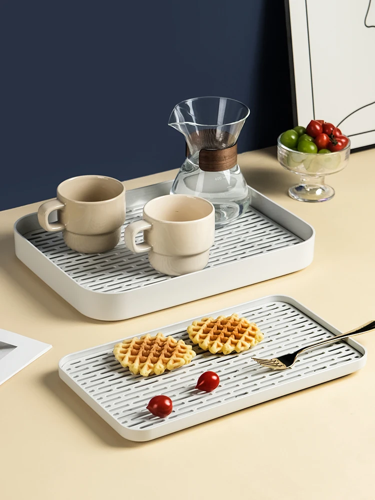 Multi-Functional Rectangular Kitchen Drain Tray Fruit Storage Rack Creative Water Drainage Basket Home Use Plastic Dishwasher...