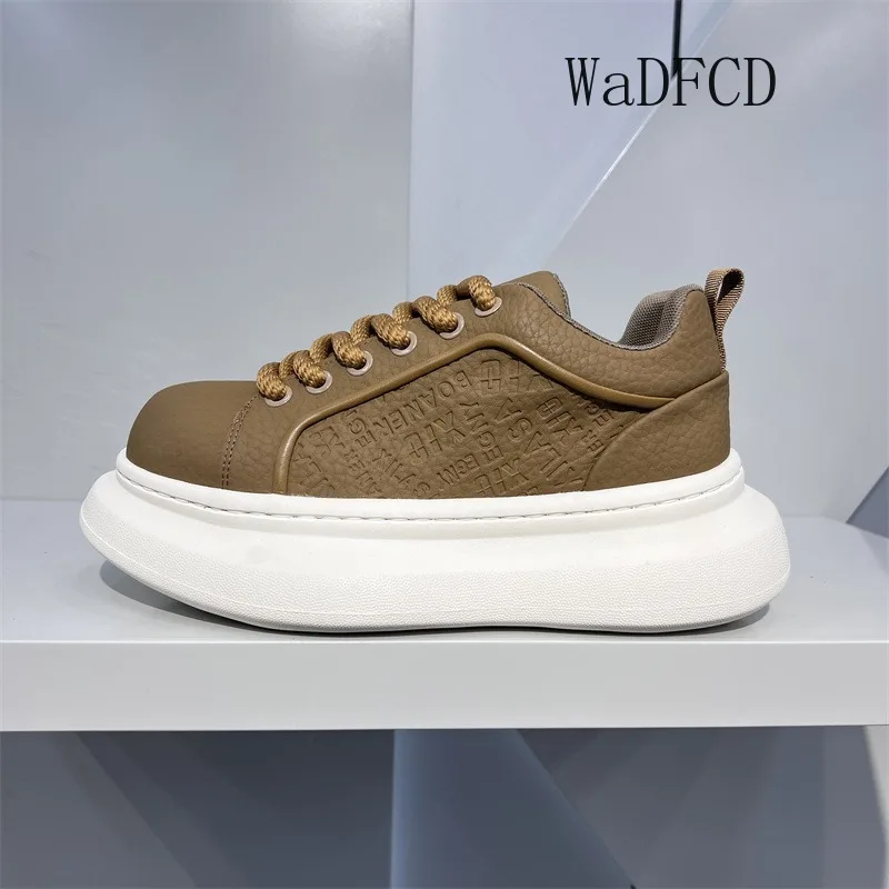 Chunky Sneakers Mens Original Designer White Board Shoes Fashion Casual Leather Breathable Height Increased Platform Sport Shoes