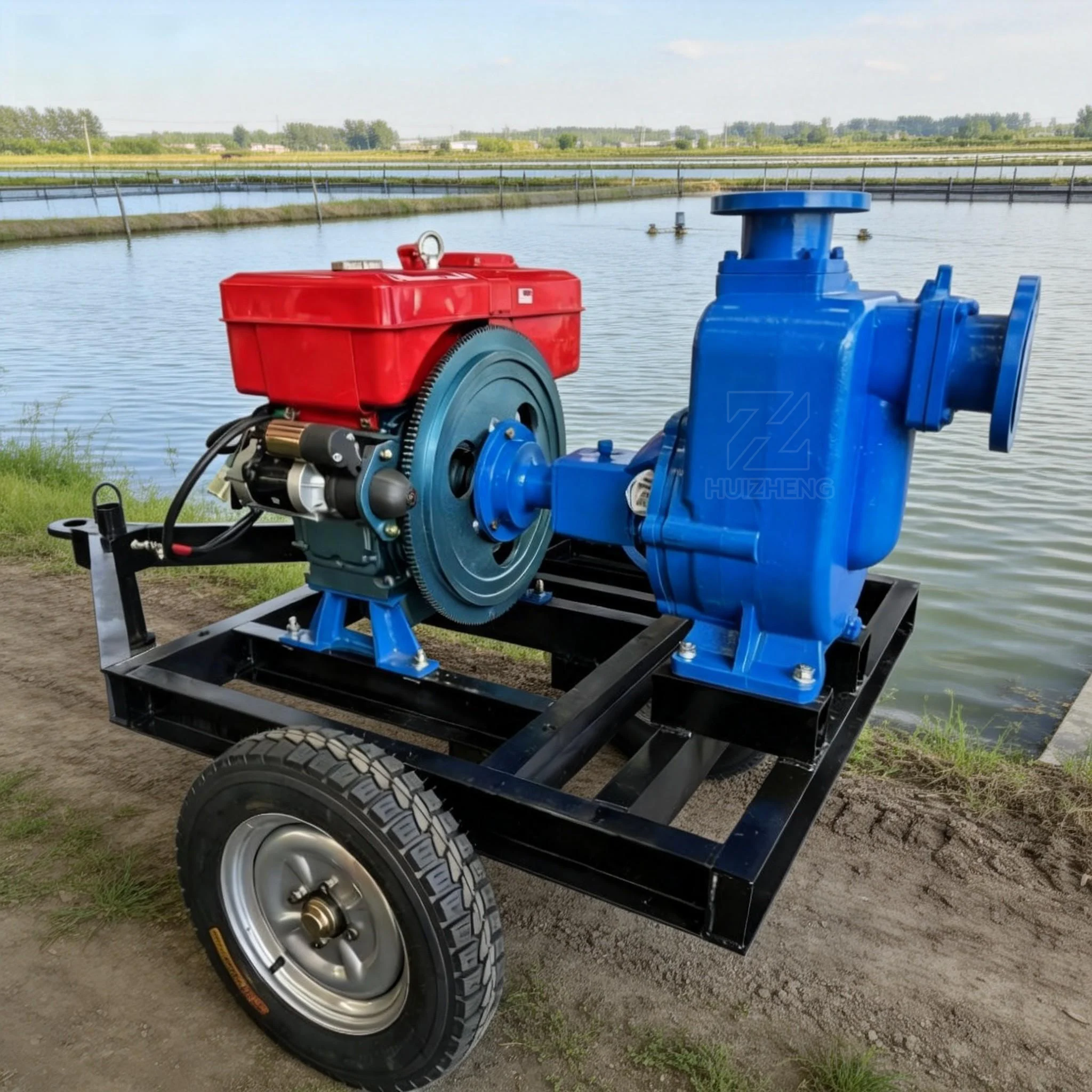 Diesel Driven Self-priming Agricultural Irrigation Pump Mobile Trailer Jet Pump Clean Water Well Pump 4 Inch Medium
