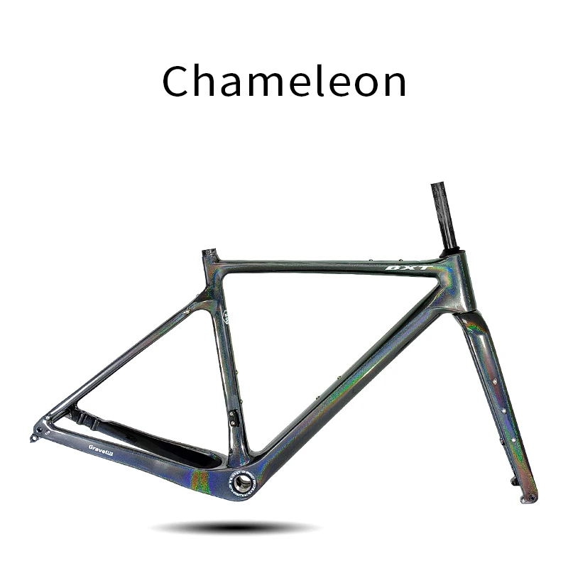 BXT 700C carbon gravel frame, volledig verborgen kabelgeleiding, carbon frame, schijfrem, gravelfietsframe, kameleonkleur, op voorraad, verzonden na bestelling