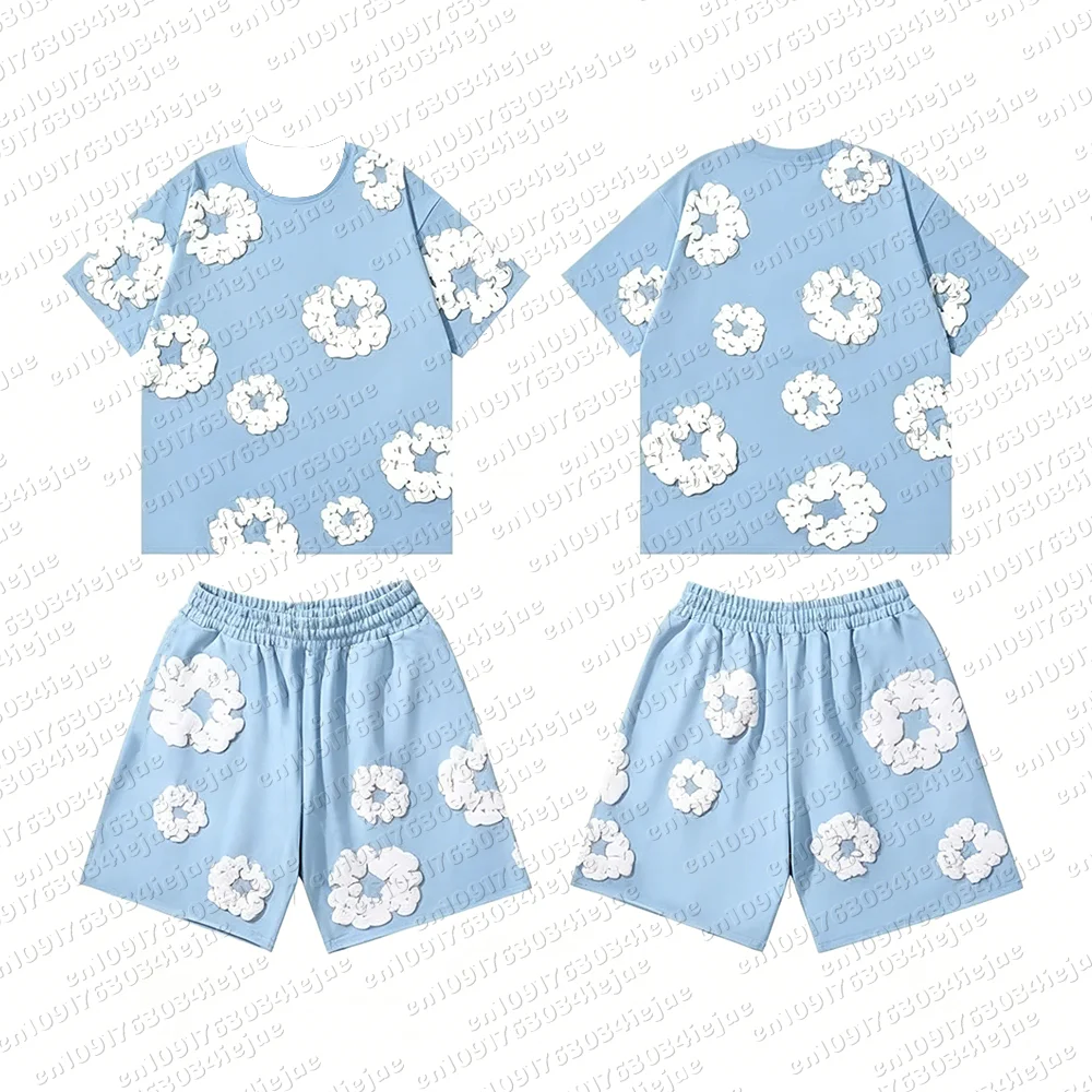Sommer Hip-Hop-Set mit kurzen Ärmeln und Print, europäisch-amerikanische Mode, High-Street-Look, lockere Sportbekleidung, passend für die ganze Familie, auch für Kinder. – Detail 7