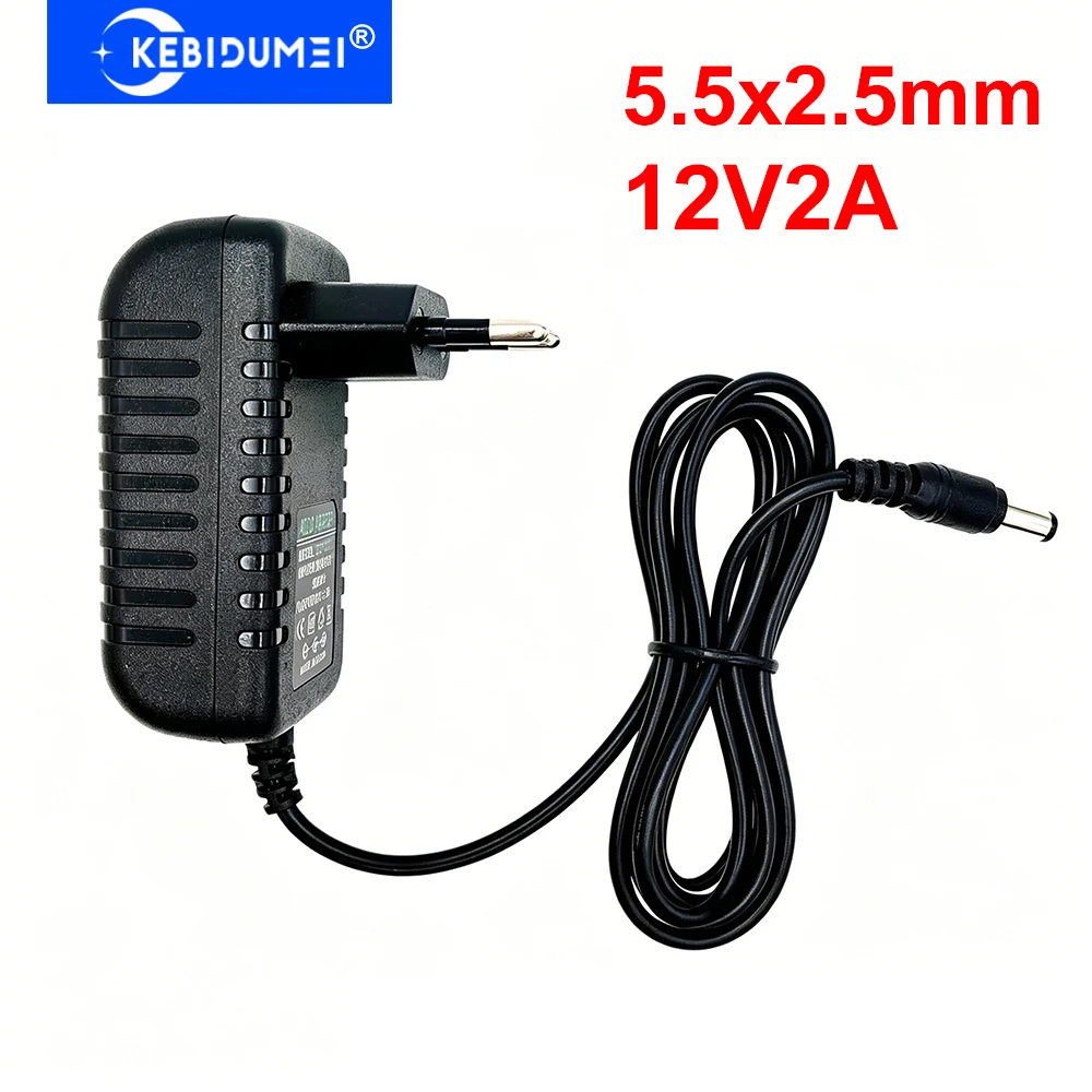 KEBIDUMEI Universal 110-240V AC to 12V 2A DC Power Adapter EU Wall Plug 5.5x2.5mm Power Charger for CCTV Camera LED Router