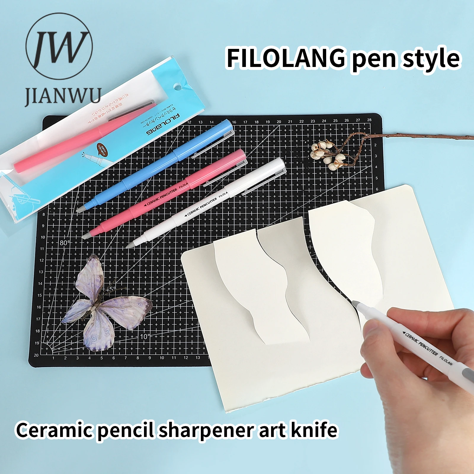 JIANWU Pen-style Ceramic Pen Sharpener Art Knife Material Collage Cutting Tools Creative DIY Journal Student Supplies Stationery