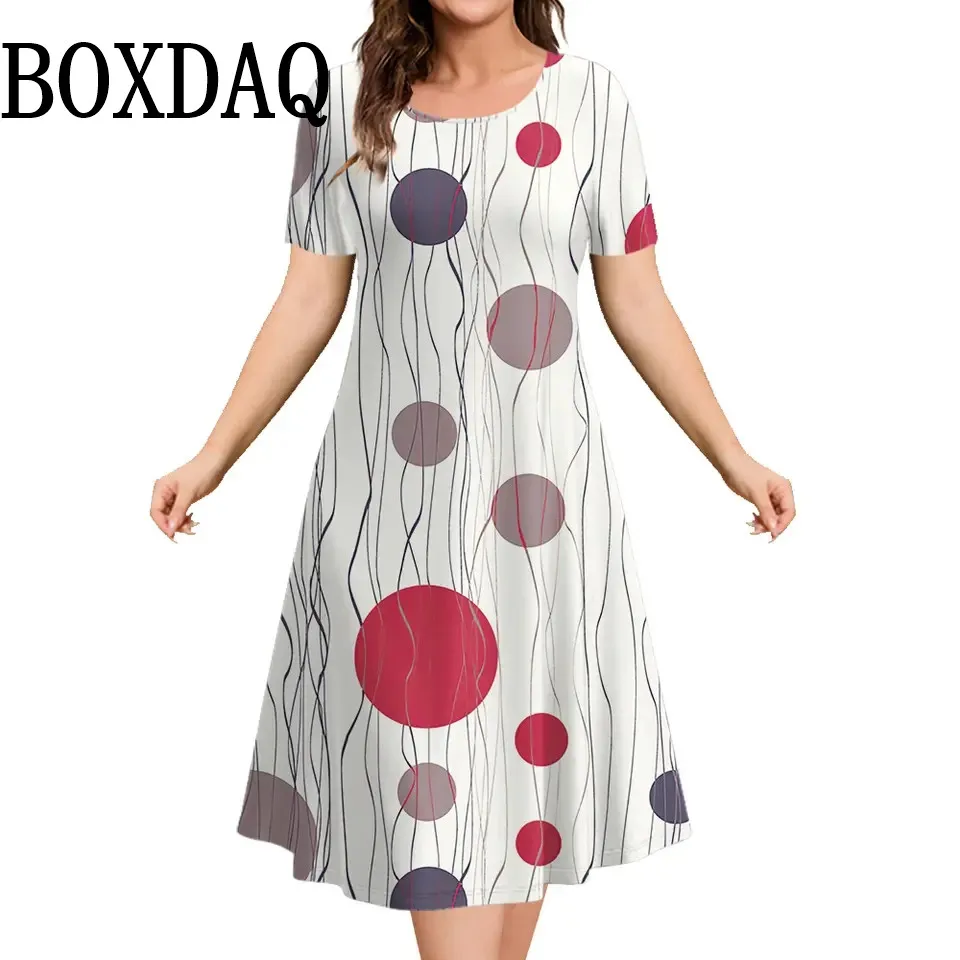 Polka Dot Print Women's Dresses For Summer Clothing Short Sleeve Loose Plus Size Dress Fashion Elegant Ladies Street Mini Dress