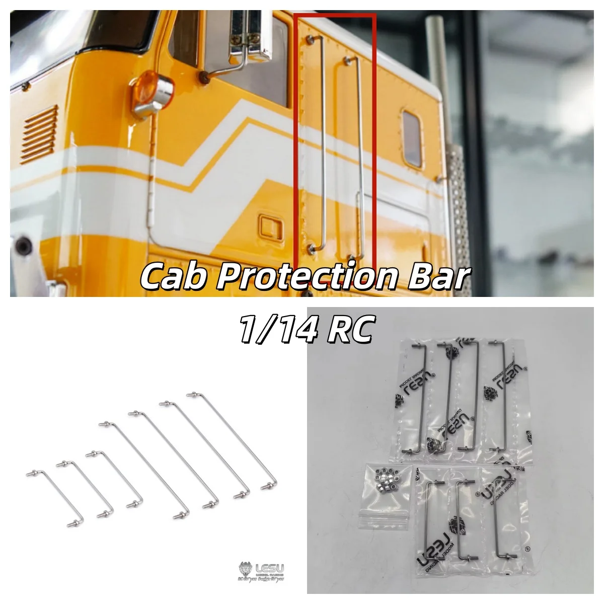 RC 1/14 Truck Cab Decoration Protection Bar GW-K011 For Tamiya American Tractor LESU Model DIY Parts