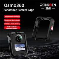 Ronkoen Jaula ultraligera para DJI Osmo 360 Soporte de zapata fría, pasadores antitorsión Tornillo de trípode de 1/4""-20 y cubierta de lente de silicona