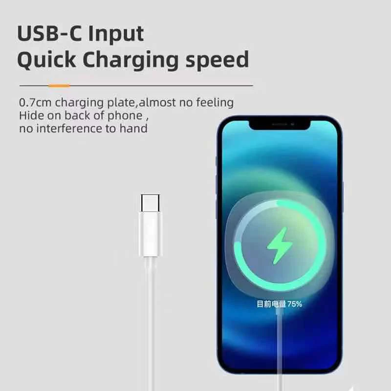 15W PD Magnetic Wireless Charger Desktop Holder For IPhone 12 13 ProMax Fast Charger USB C  Quick Magnet Adsorbable Charging Pad