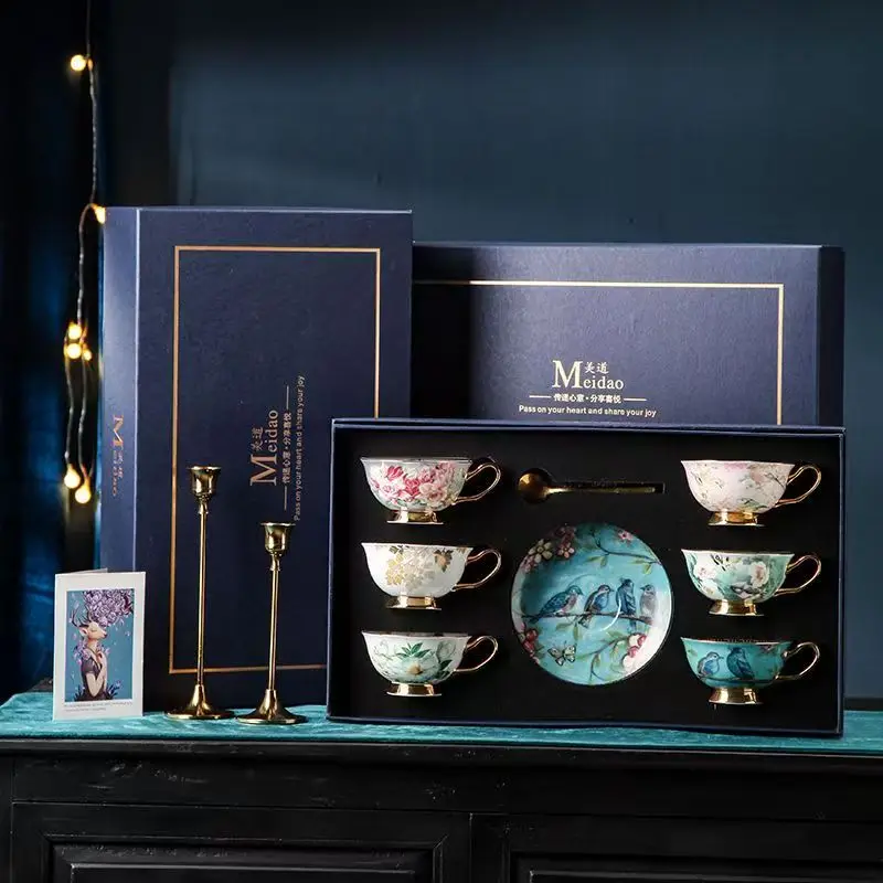 Digital Printing Ceramic Mug Set, Luxury Arabian Coffee, Teacup Box with Sponge Liner, Exquisite Packaging, Gift Box.