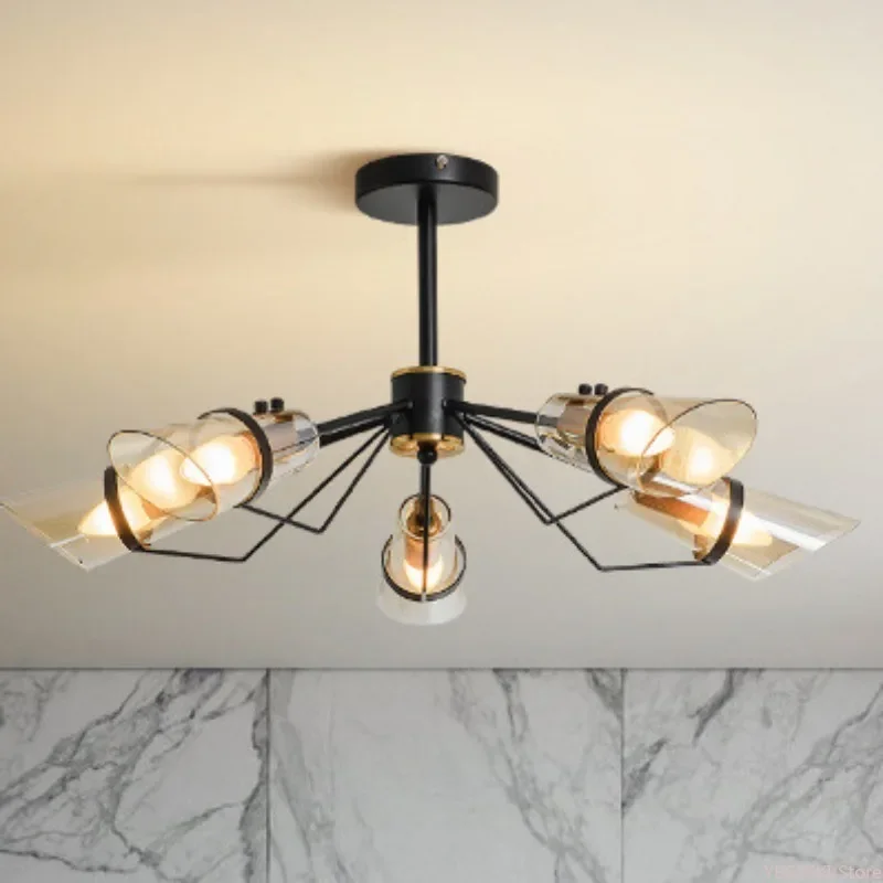 

GHJUYIOL Nordic living room ceiling chandelier, post-modern bedroom, dining room light, minimalist hall lighting