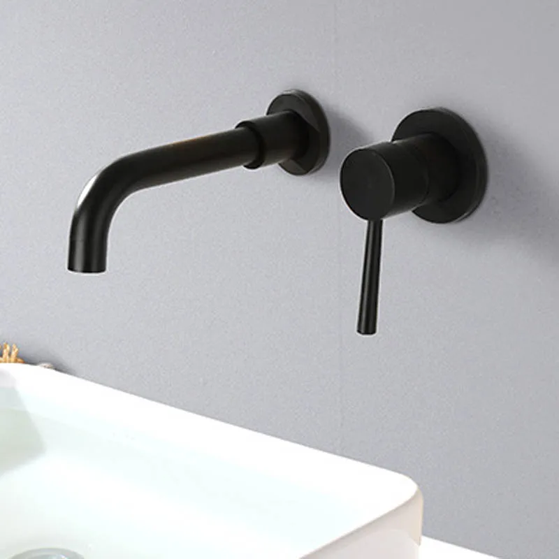 

Modern Bathroom Faucet Wall Mounted Matt Black 360 °Swivel Spout Bathtub Faucets for Wall 2 Hole Mount Single Handle Tap