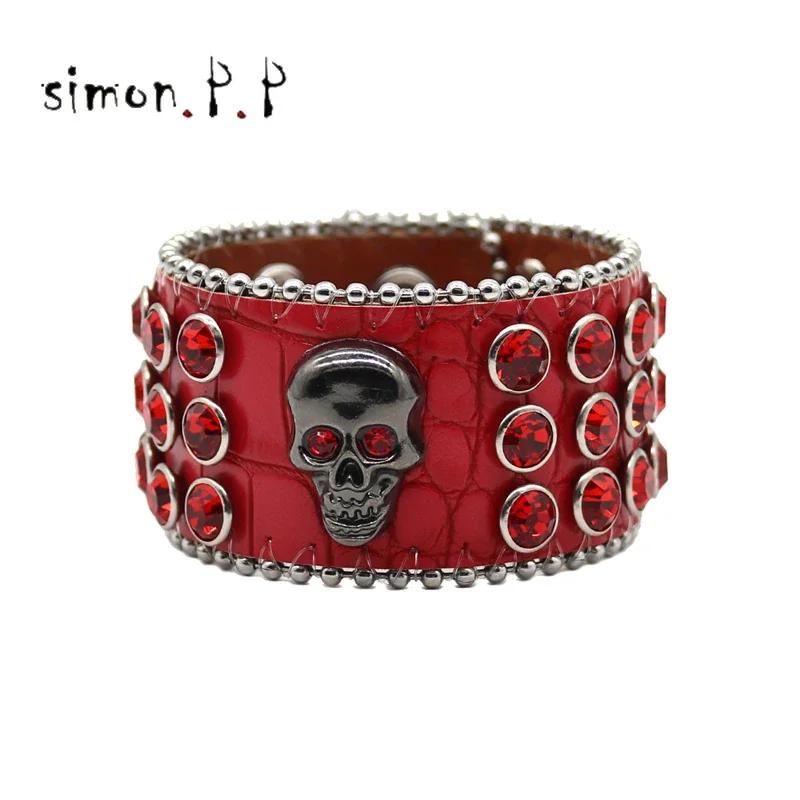 Men women Bracelets  Bangles Handmade Male Gift Jewlery Skull decoration Rhinestones bracelet Stage performance  accessories