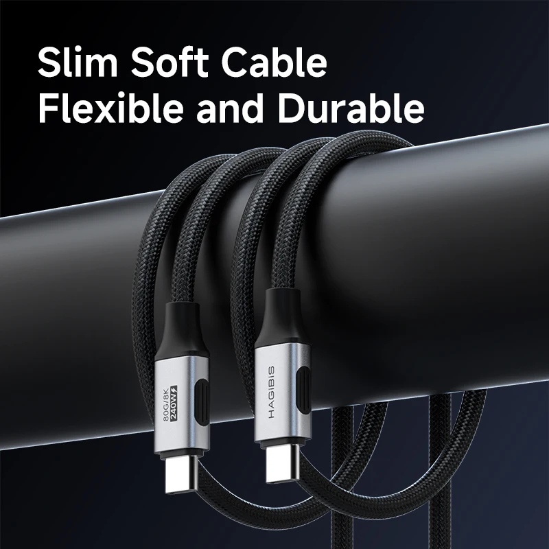 Hagibis USB 4 Cable USB C to USB C Ultra Soft 240W 80Gbps High Speed Cord 8K Video for Thunderbolt 4/5 iPhone 17 iPad Power Bank view 2