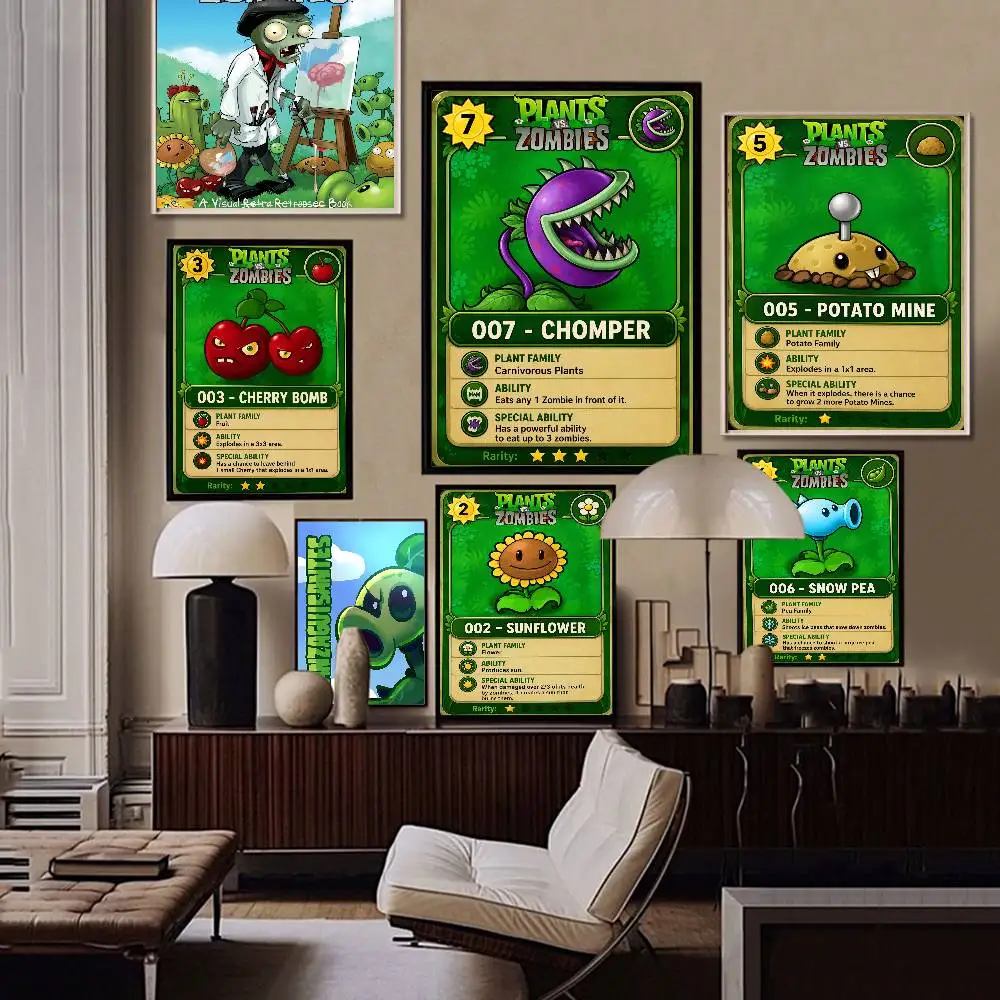 Classic Game P-Plants Vs Z-Zombies Good Quality Prints And Posters Waterproof Paper Sticker House Bar Posters Wall Stickers