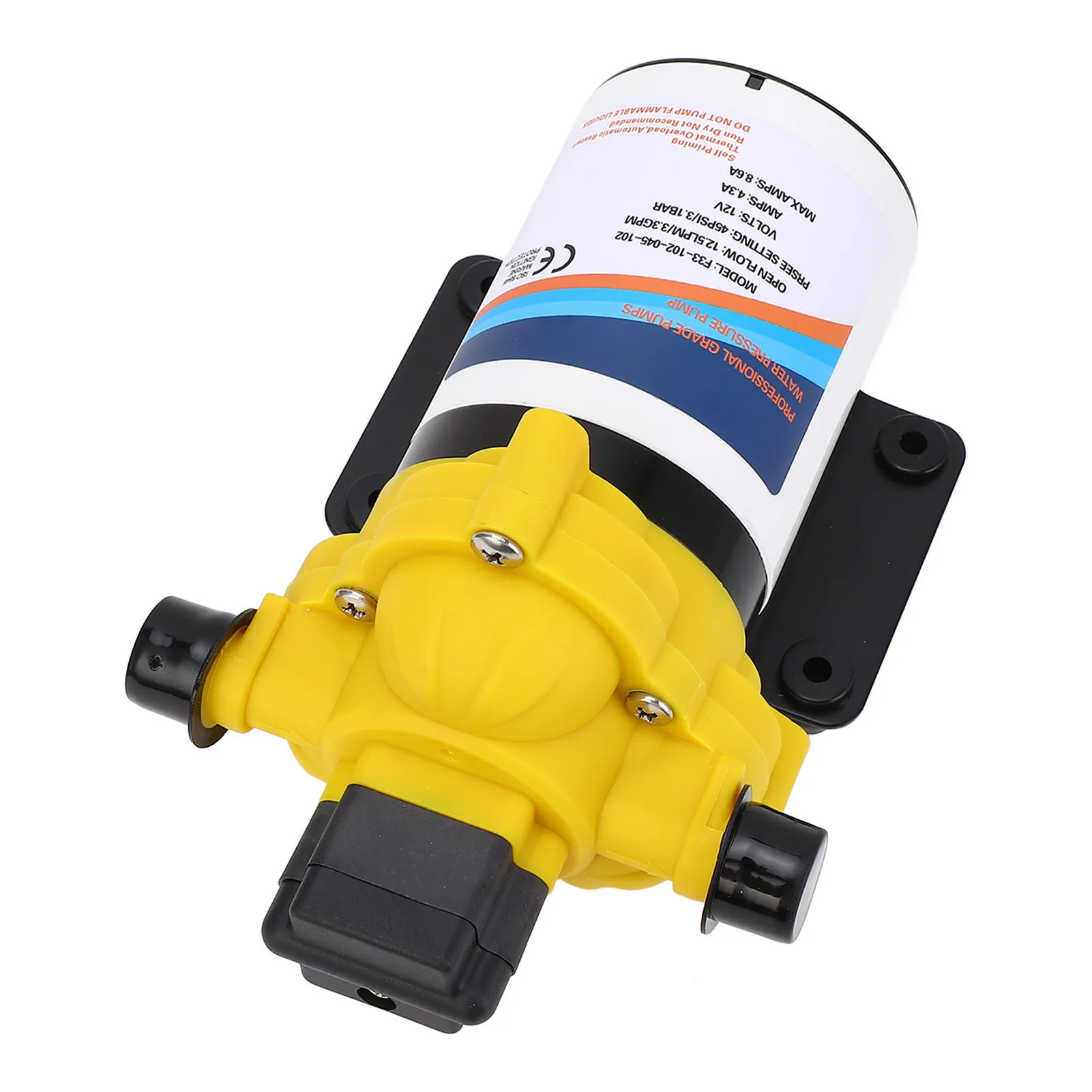 12V DC Self Priming Diaphragm Water Pump - 3.3 GPM 45 PSI Low Noise Fresh Water Pump for RV, Marine Yacht & Caravan