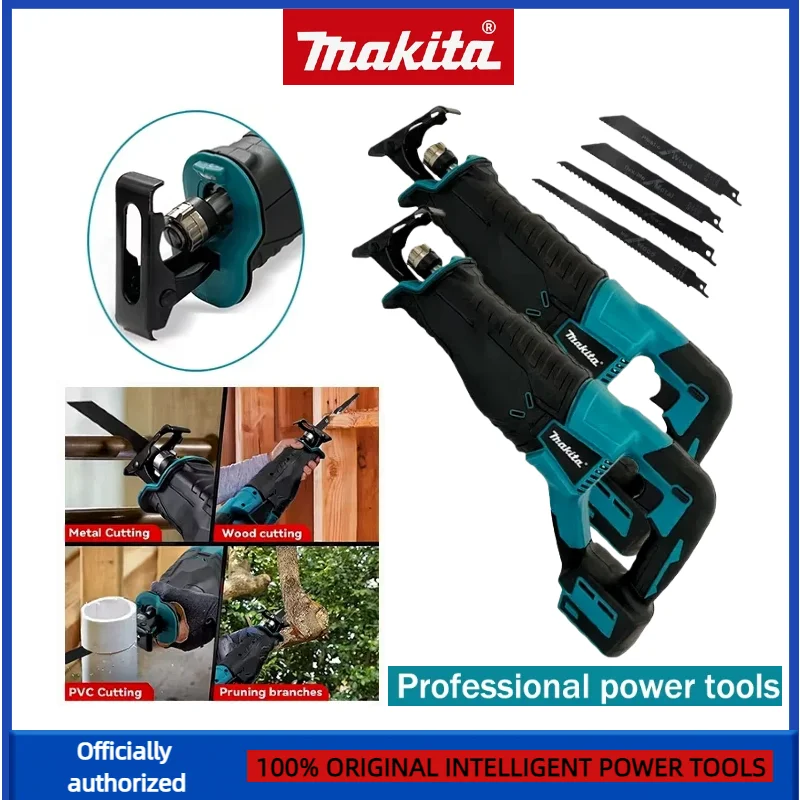 Makita serra alternativa sem escova, serra alternativa portátil, ferramentas elétricas sem fio com 4 peças de lâminas de serra para bateria de 20v 18v