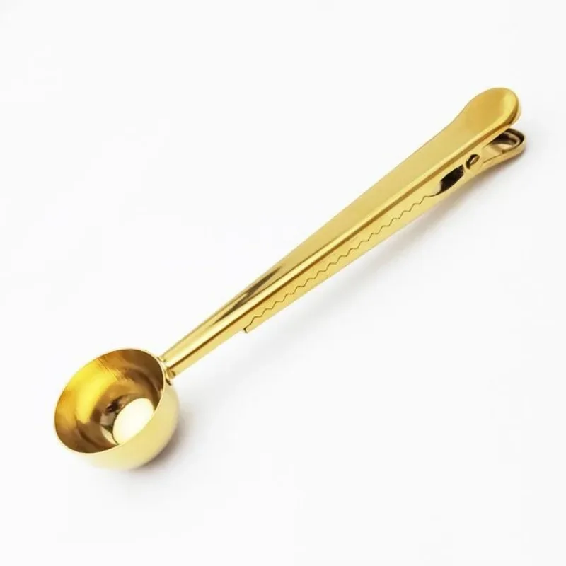 

1 шт. 2 в 1 кофейная ложка из нержавеющей стали, уплотнительный зажим, серебряные кухонные аксессуары, приемник для эспрессо, чаша, украшение, кофеварка