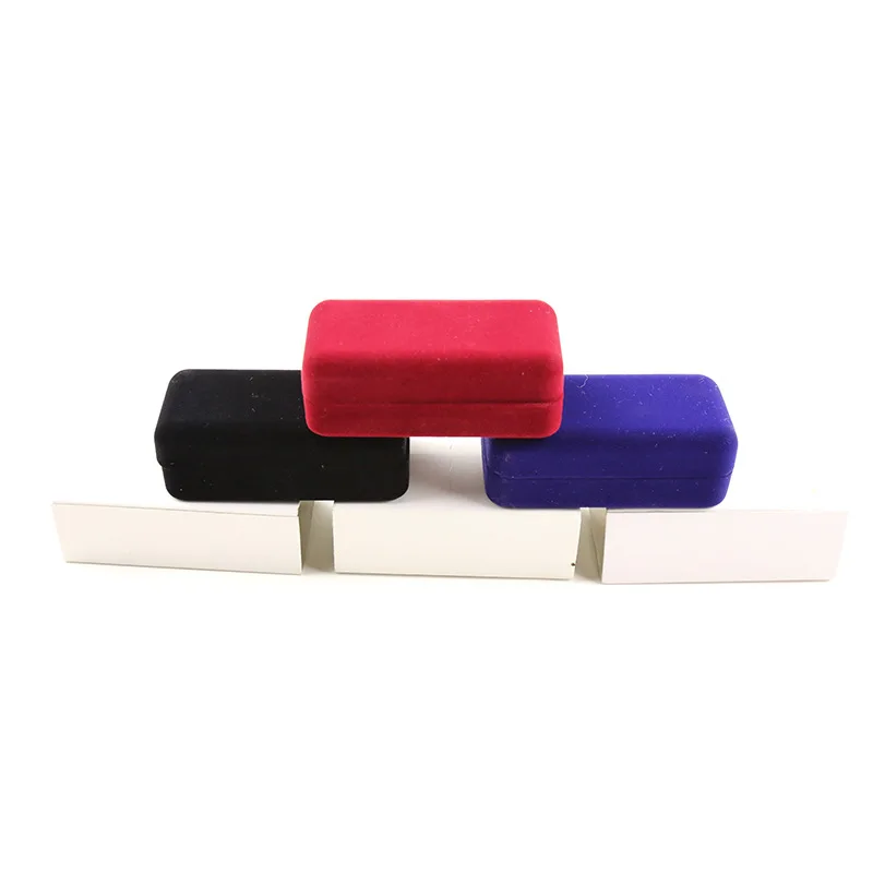 Black Red Blue Velvet Cufflinks Gift Box Men Shirt Packing Case Cuff Link Tie Clip Boxes Rectangular  Wholesale