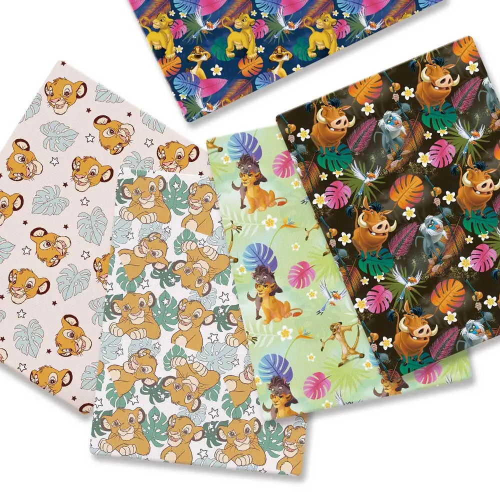 Disney leão rei tecido quente diy costura artesanal retalhos quilting vestido de bebê casa sheet140cm tecido impresso costura crianças tecido