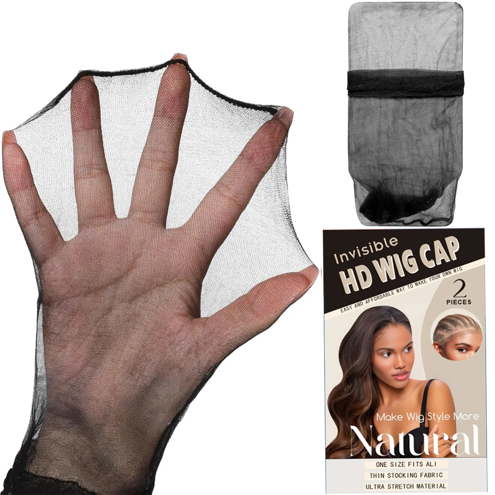 

Wholesale HD Wig Caps High Quality Transparent HD Hair Nets Weave Nylon Stretchy Lace Front Wig Cap for Women Men Black