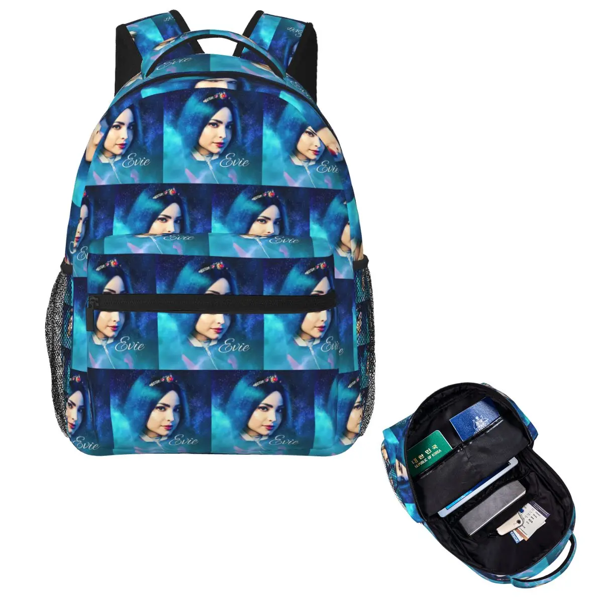 Evie Blue Princess - Descendants 3 Student Backpack School Bag Hiking Travel Daypack for Men Women Fashion Bookbag Shoulder Bags