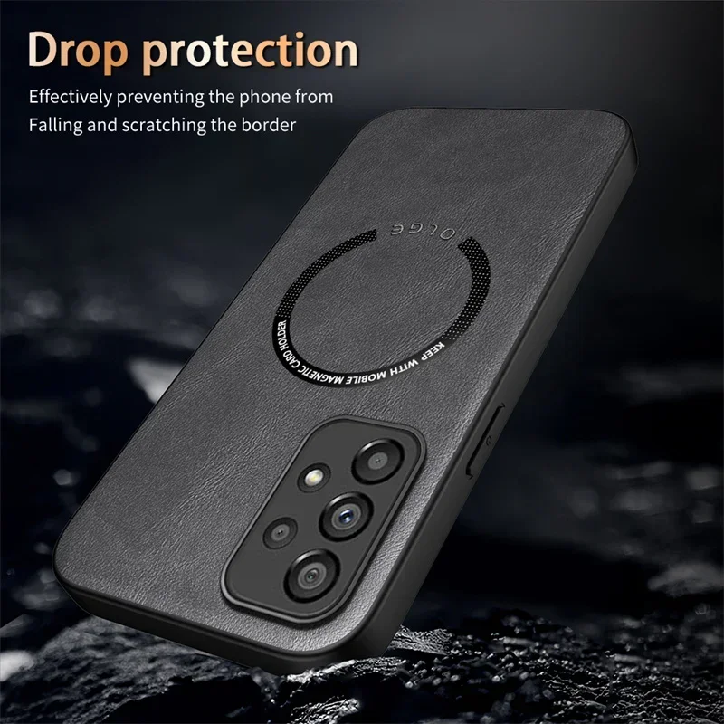 Leather Magnetic Case for Samsung Galaxy A05S A05 A55 A35 A25 A15 A54 A34 A24 A14 A53 A23 A13 A52 Magsafe Wireless Charge Cover