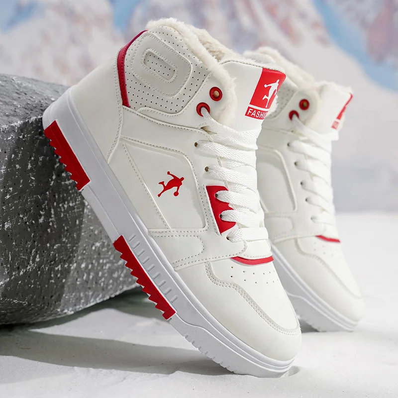 أحذية الثلوج الرجالية الشتوية الجديدة لعام 2025 عالية الجودة مبطنة بالصوف، ألوان عصرية - أحذية رجالية دافئة ومريحة