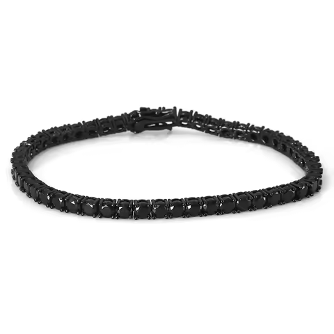 ESKEEM Wholesale Black CZ Tennis Chain Hip Hop Jewelry Black Plated Iced Out Tennis Bracelet Necklace Men Women
