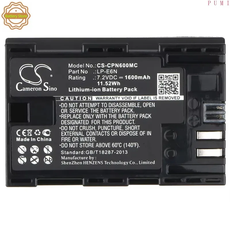 CS Replacement Battery for Tether Tools,Canon Air Direct PN: 1600mAh / 11.52Wh