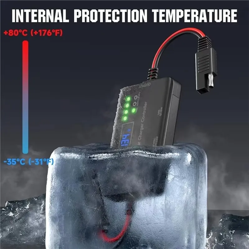 MPPT Solar Charge Controller 12V 10A, Solar Panel Charge Controller With Type-C and USB Output For AGM, Lifepo₄ Battery view 3