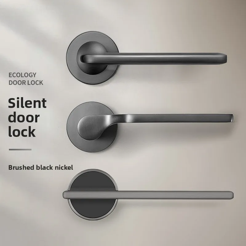 Modern Minimalist Magnetic Mute Door Lock Set Handle Hinge Stopper Bedroom Bathroom Interior Wooden Gate Household