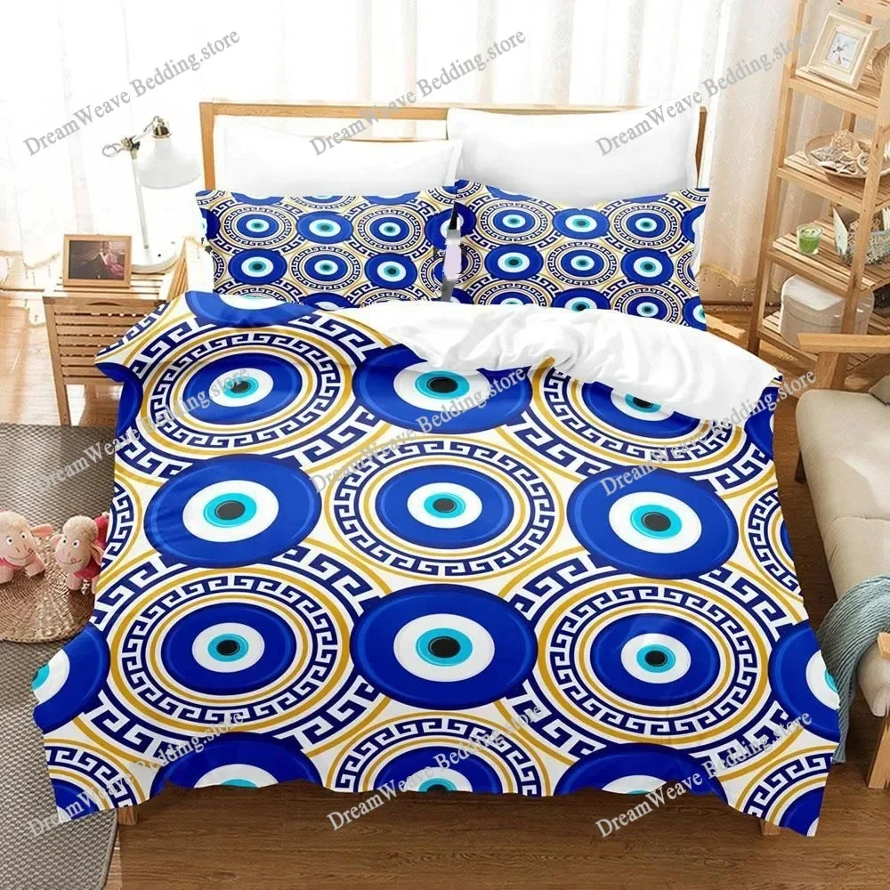 Hip Hop Turkish Evil Eye Bedding Set Single Twin Full Queen King Size Aldult Boys Man Bedroom Duvet Covers Sheet Set
