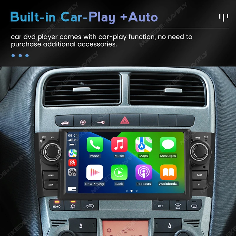 MEKEDE Android 15 64GB Carplay Car radio For Fiat Grande Punto Linea 2007-2012 GPS Navigation FM Audio 1 Din BT Stereo Head Unit
