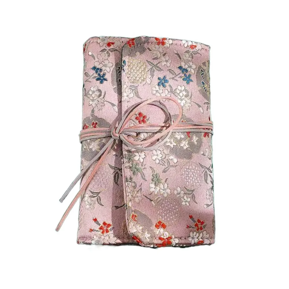 

90Sheets Flower Cloth Notebook Blank Grid Chinese Style Loose-leaf Notebook To Do List Student Diary Office Notebook
