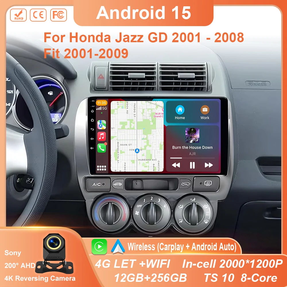 

Android For Honda Jazz GD 2001 - 2008 Fit 2001-2009 Car Auto Apple Carplay BT Radio Multimedia Automotive GPS Display Head Unit