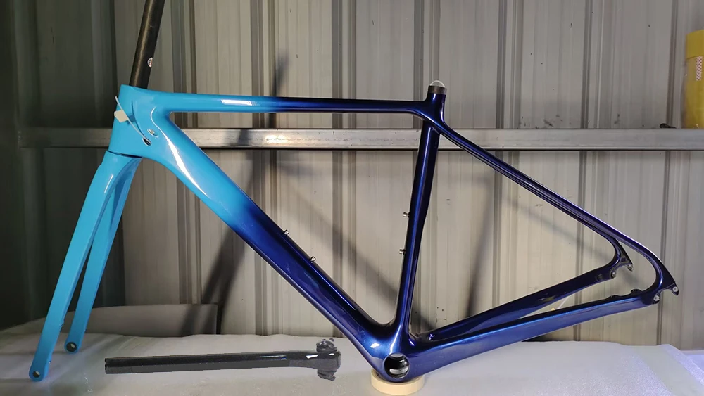 

Карбоновая дорожная рама дискового тормоза, внутренняя прокладка троса, сквозная ось, BB86, легкий вес, 990G, комплект велосипедной рамы 700*25C