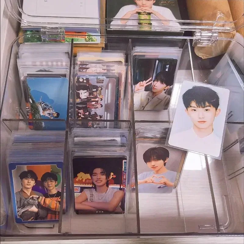 Storage Box Card Compartment Photocard Transparent Display Acrylic Blind Organizer Flip Photo