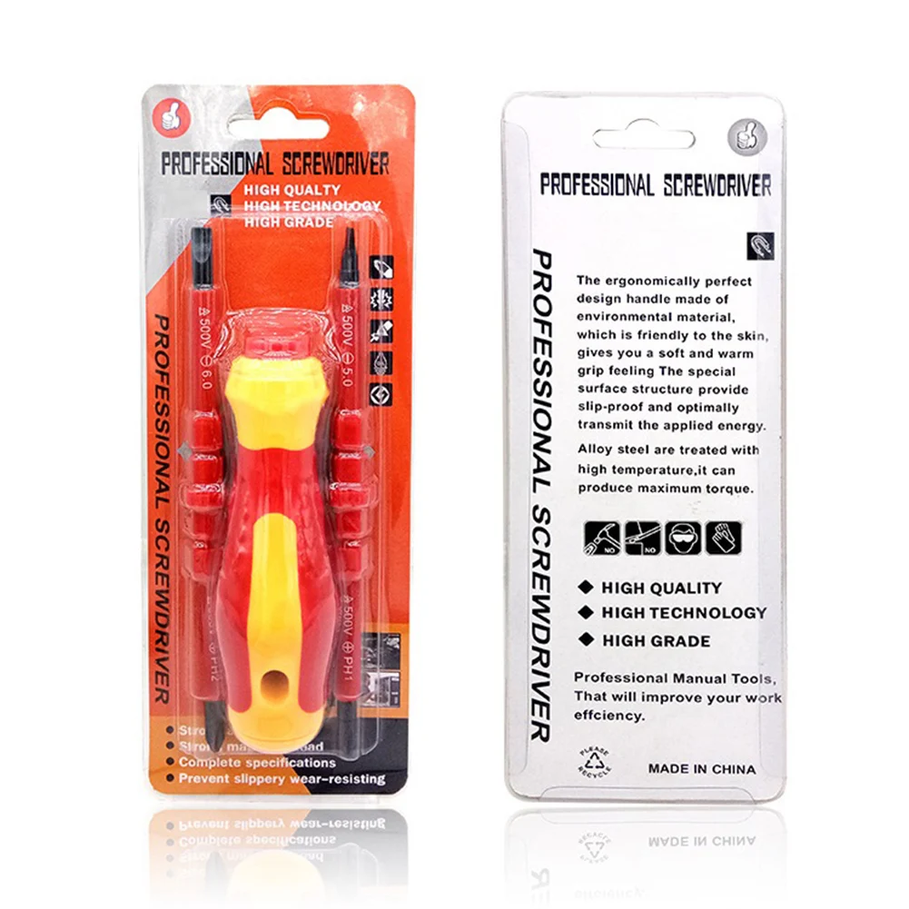 1set Multi-Purpose Electricians Slotted Cross Screwdriver Insulated Screwdriver Set Hand Tools Bit Repairing Tool