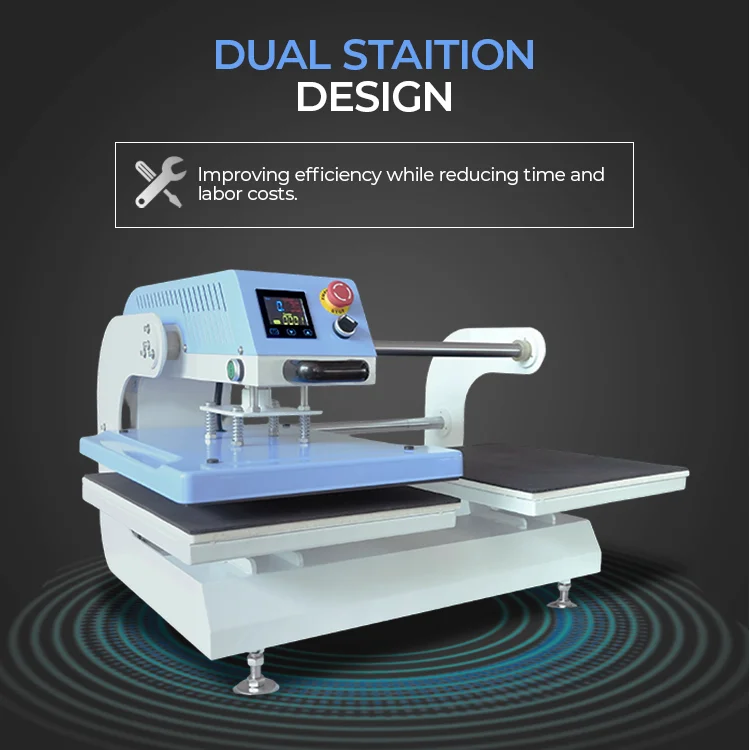 Pneumatic 38*38cm Double-Station Heat Press Machine With Touch Screen And Shuttle Movement For T-Shirt Sublimation