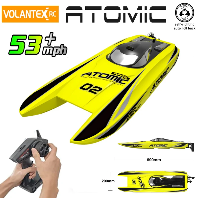 Volantex ATOMIC RC 보트 2.4G 브러시리스 고속 리모컨 보트 모델, 성인 소년 어린이용 장난감, 792-4 RTR, 70cm, 60 km/h