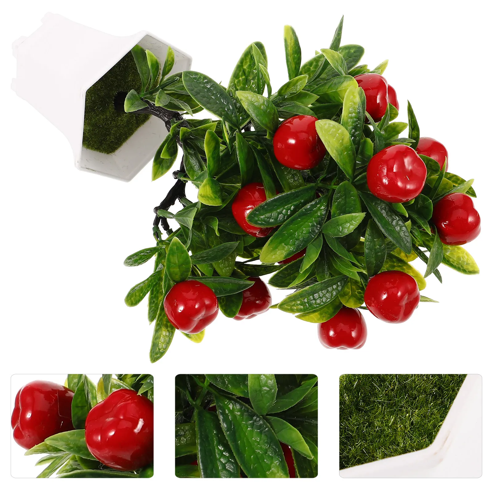 

Искусственное дерево-бонсай с имитацией фруктов для декора дома, офиса, рабочего стола, комнатное растение в горшке, настольное украшение