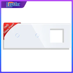 Bingoelec DIY Only Crystal Tempered Glass Panel 228mm Glass Frame with Metal Frame for Wall Socket Switch Function Part
