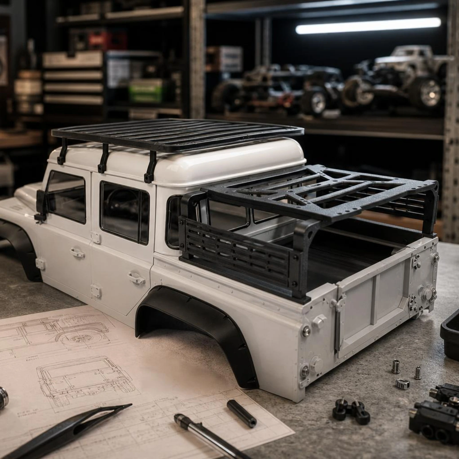 Pickup Bed Roll Cage Kit Textured Truck Bed Rack Kit Heavy Duty Stable for Builders, Scale Builds, Trail Runs