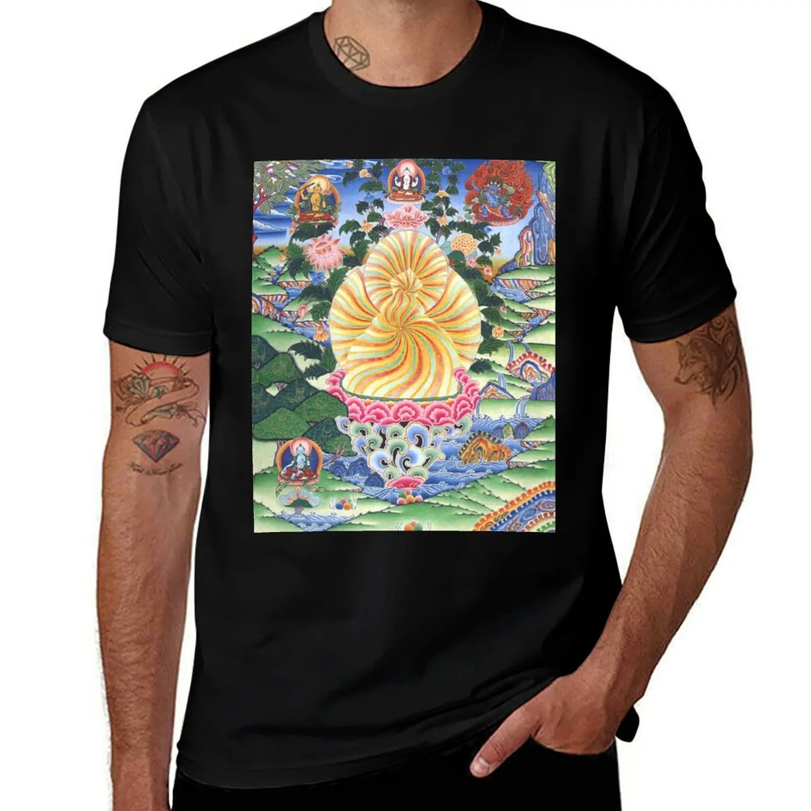 

men - 06 designer Rainbow Buddhism T-Shirt - for man t t shirts Body t shirts shirts 100% Dzogchen man T-Shirt cotton