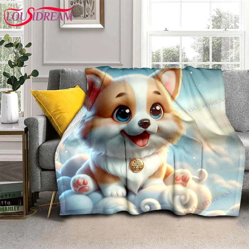 

Twelve Chinese Zodiac Signs Cartoon Hip-Hop Printed Soft Warm Blanket for LivingRoomBedroom Bed Sofa Couch Flannel Throw Blanket