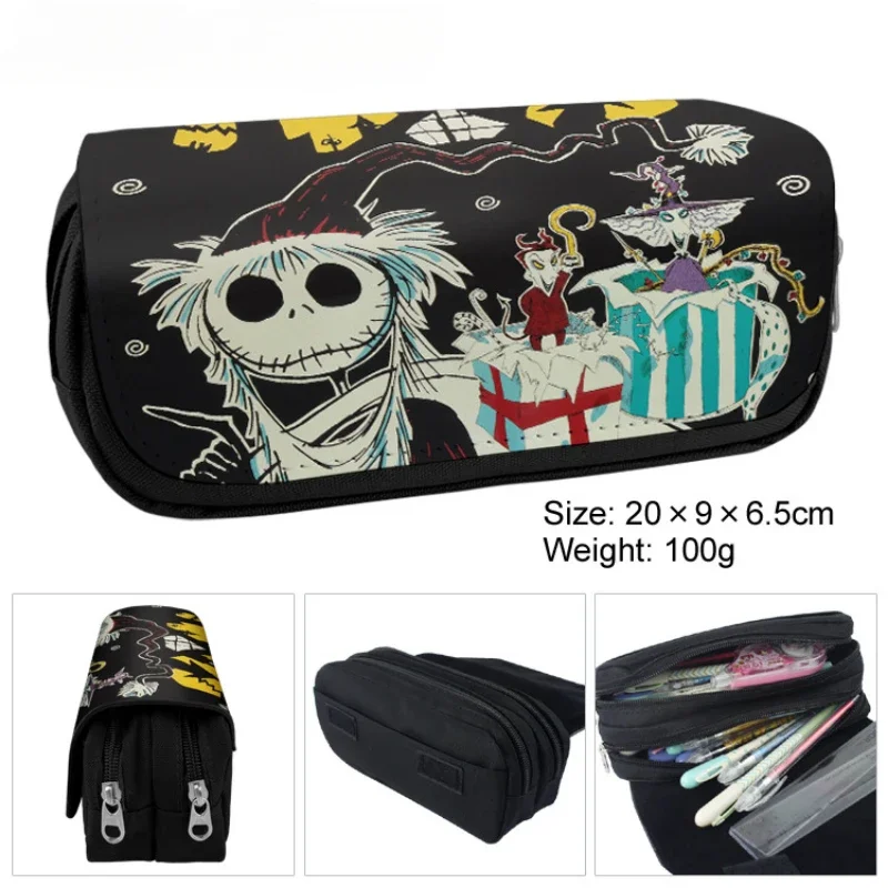 Nightmare Before Christmas Pencil Bag Anime Cartoon Jack Skellington Wallet Cosplay Pencil Box Halloween Coin Purse Kids Gift